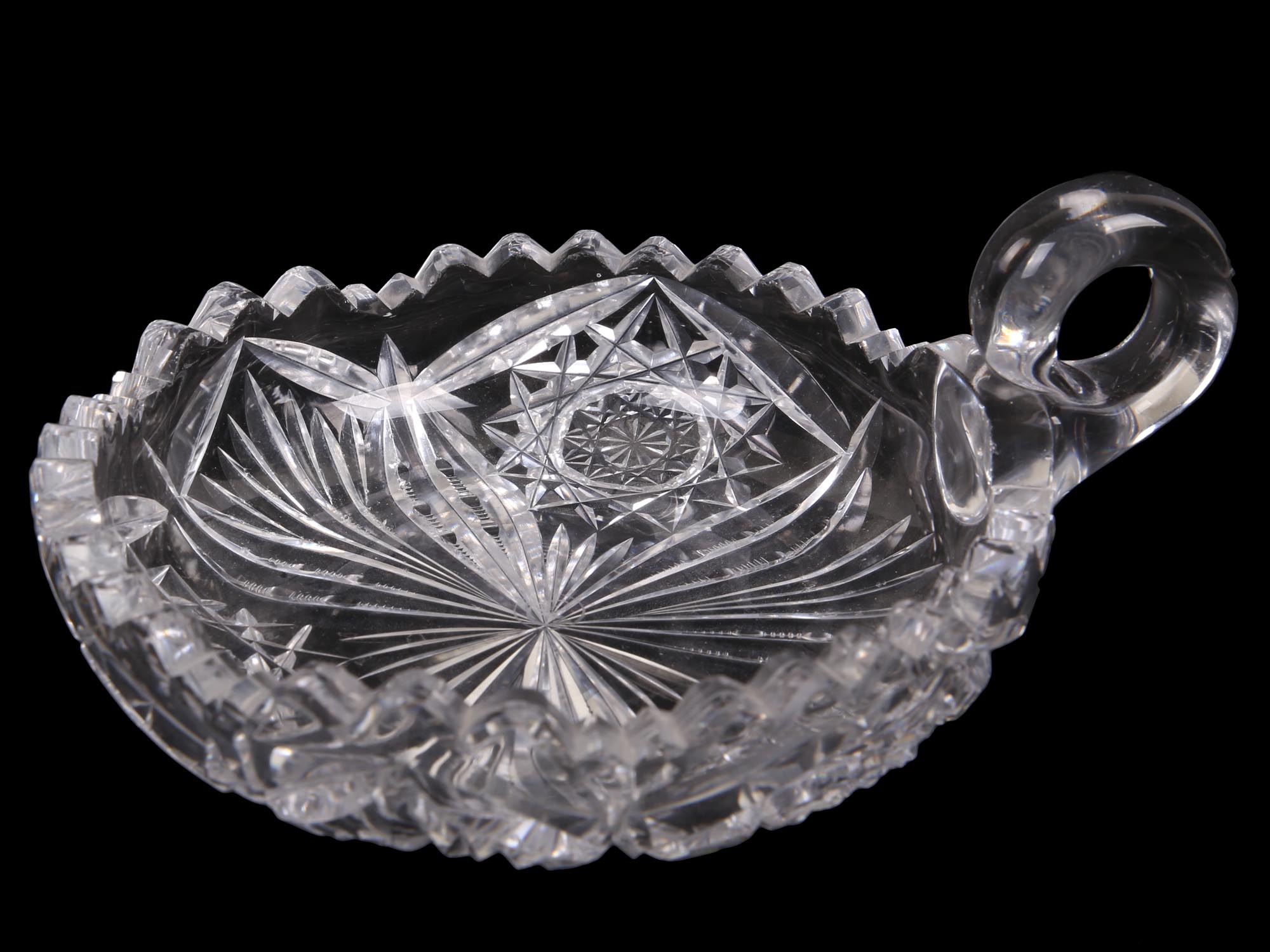 ANTIQUE AMERICAN CUT GLASS CRYSTAL CANDY DISH PIC-0